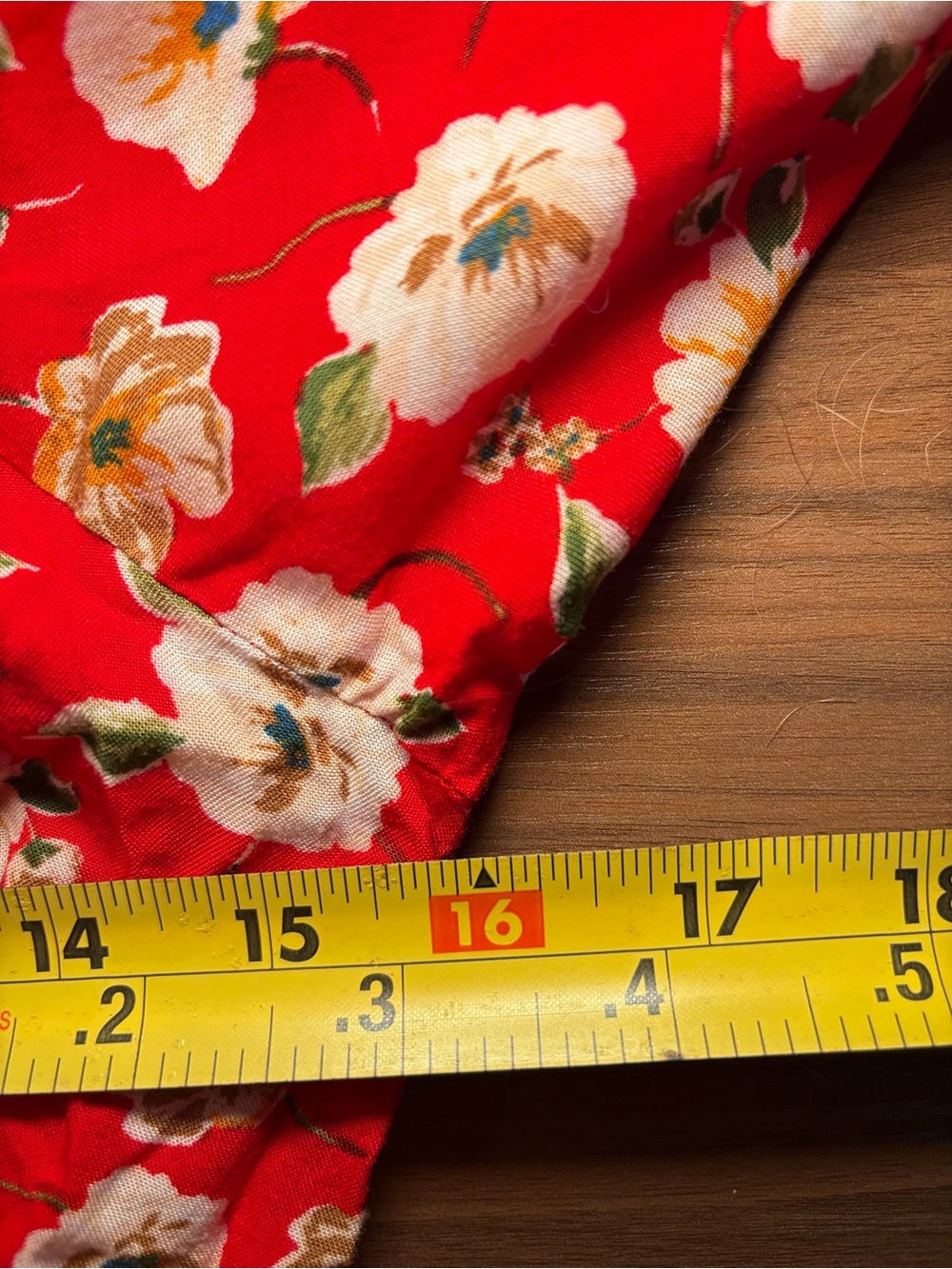 Red Floral Midi Dress Puff Sleeve Scoop Neck Fit Flare Cottagecore Boho Romantic - Picture 10 of 12